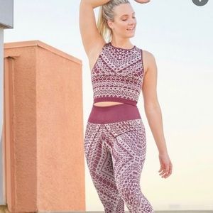 Fabletics Burgundy Lace Print Set